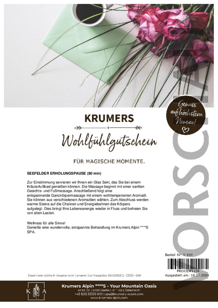 SEEFELDER ERHOLUNGSPAUSE (80 min)