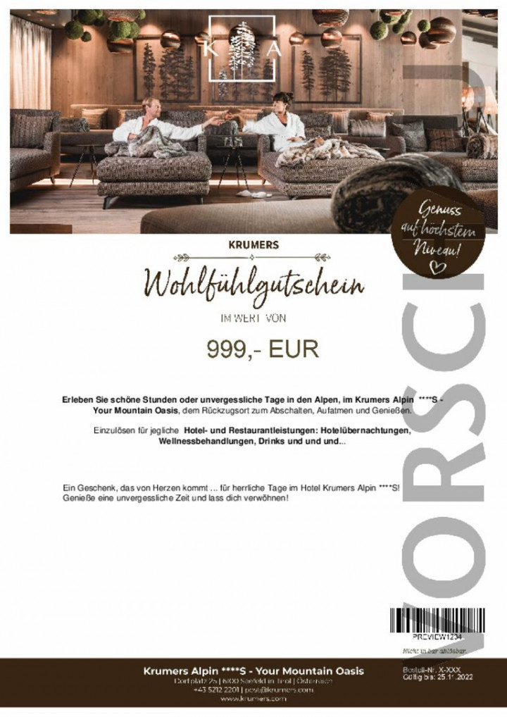 Wertgutschein  ****S Krumers Alpin